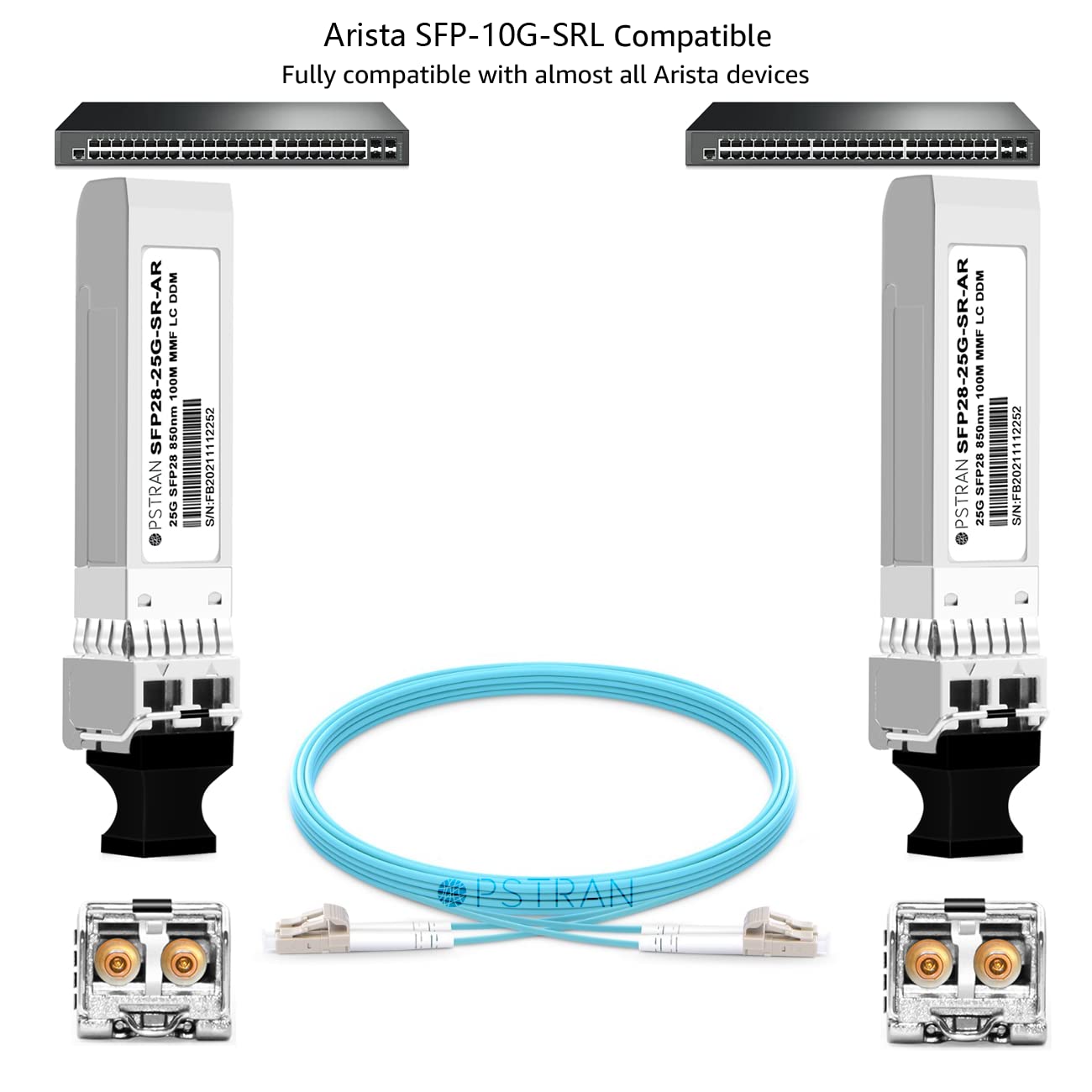 OPSTRAN 25GBASE-SR SFP28 Optical Transceiver Module Compatible with Arista SFP-25G-SR 25G SFP28 850nm 100m DOM Duplex LC MMF