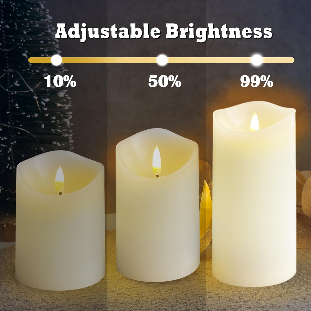 LEDHOLYT Rechargeable Flameless Candle, Flashing LED Pillar Real Wax Candle with Remote Control and Timer,Decorative Electronic Candles, 1 Set of 3
