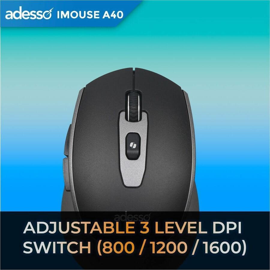 Adesso iMouse A40 Wireless Mouse, Bluetooth and 2.4GHz Dual Mode