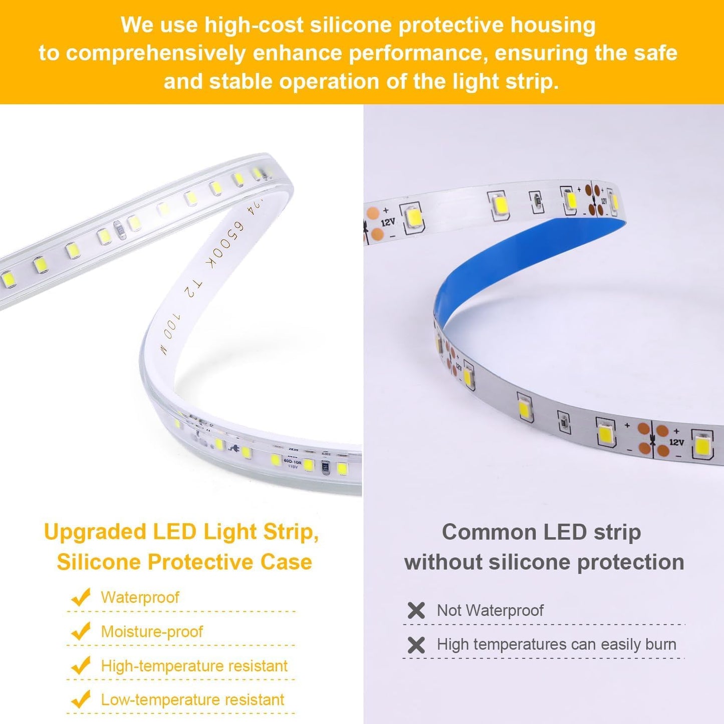 tlinkosta LED Strip Lights Outdoor LED Lights Waterproof AC 110V 600LED 3000k LED Rope Lights for Indoor, Outdoor, Garden, Lawn, Kitchen, Staircase