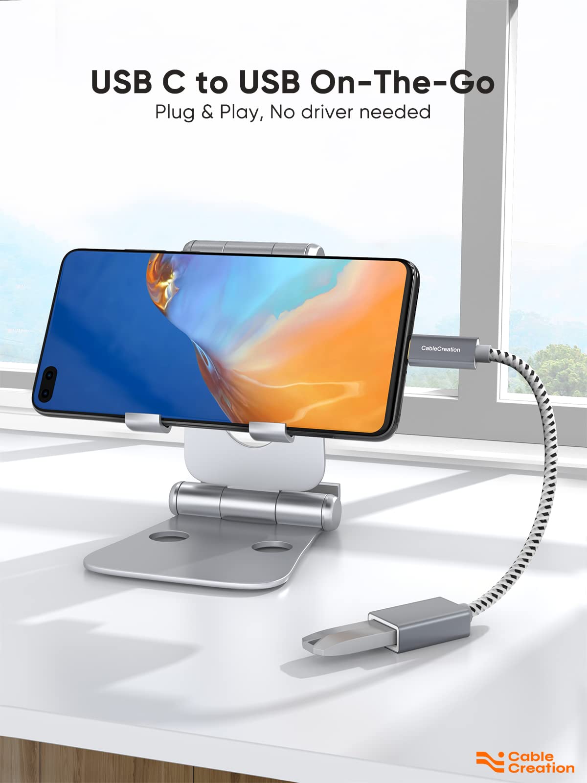 CableCreation USB to USB C Adapter 0.5FT/0.15m, USB C OTG Cable,Type C to USB A Female Connector for MacBook Pro Air, iPad mini/Pro, XPS, Galaxy S22…