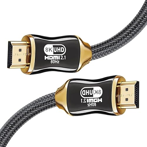SIREG 8K HDMI Cable 1.5M/4.9FT, 48Gbps High Speed HDMI 2.1 Braided HDMI Cord 28AWG High-Definition HDR Computer Vision PS4 Projection ARC Cable
