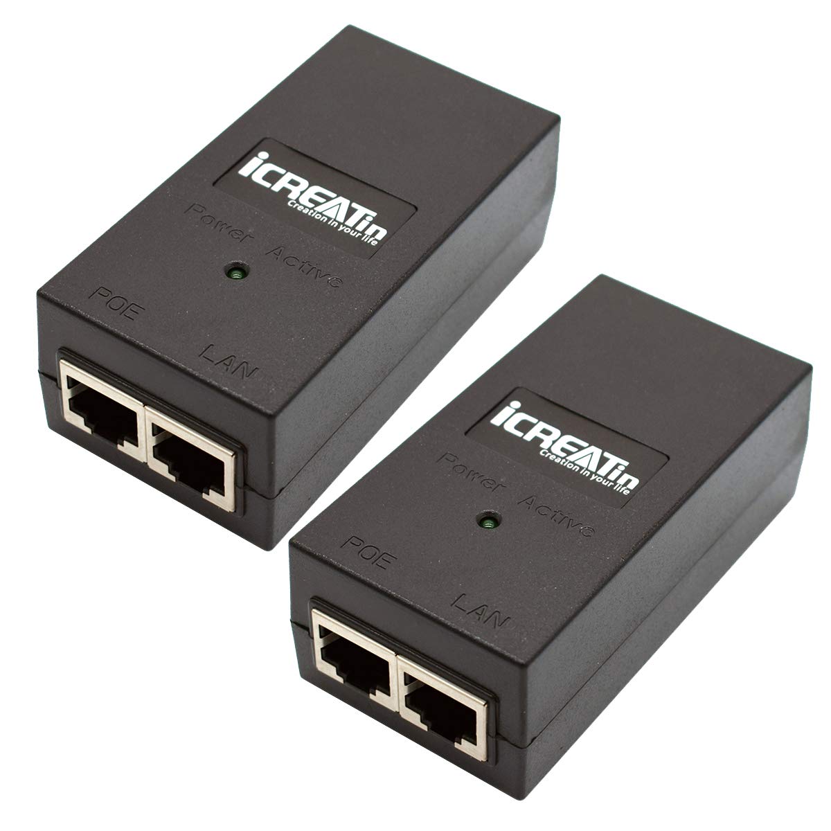 2 Pack 48V POE Injector Adapter, 10/100Mbps, 24W PoE Power Supply, IEEE 802.3af/at Compliant, Compatible for Ubiquiti POE-48-24W