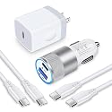 Android Type C Pixel Fast Wall Charger fo,20W PD USB C Charger Box 30W Car Adapter 6FT USB C-C Cable