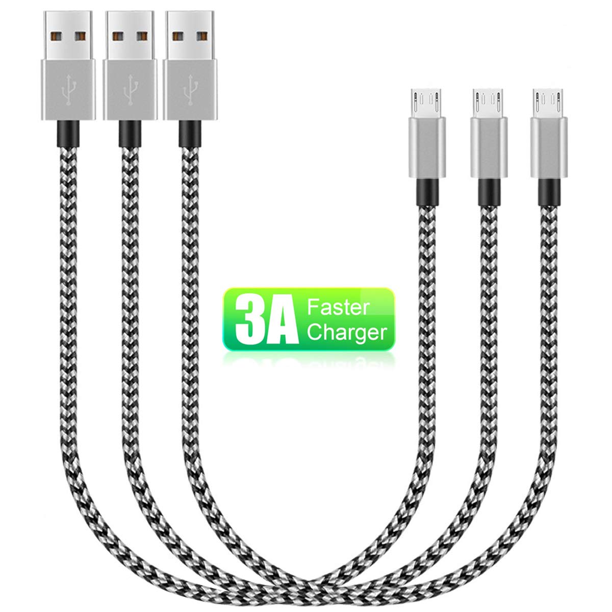 Kindle Fast Charging Cord, 3Pack 3ft Micro USB Android Charger Cable Quick Charge for Amazon Fire HD 6 7 8 10(1st-8th Gen) HDX 8.9" 9.7" Tablets