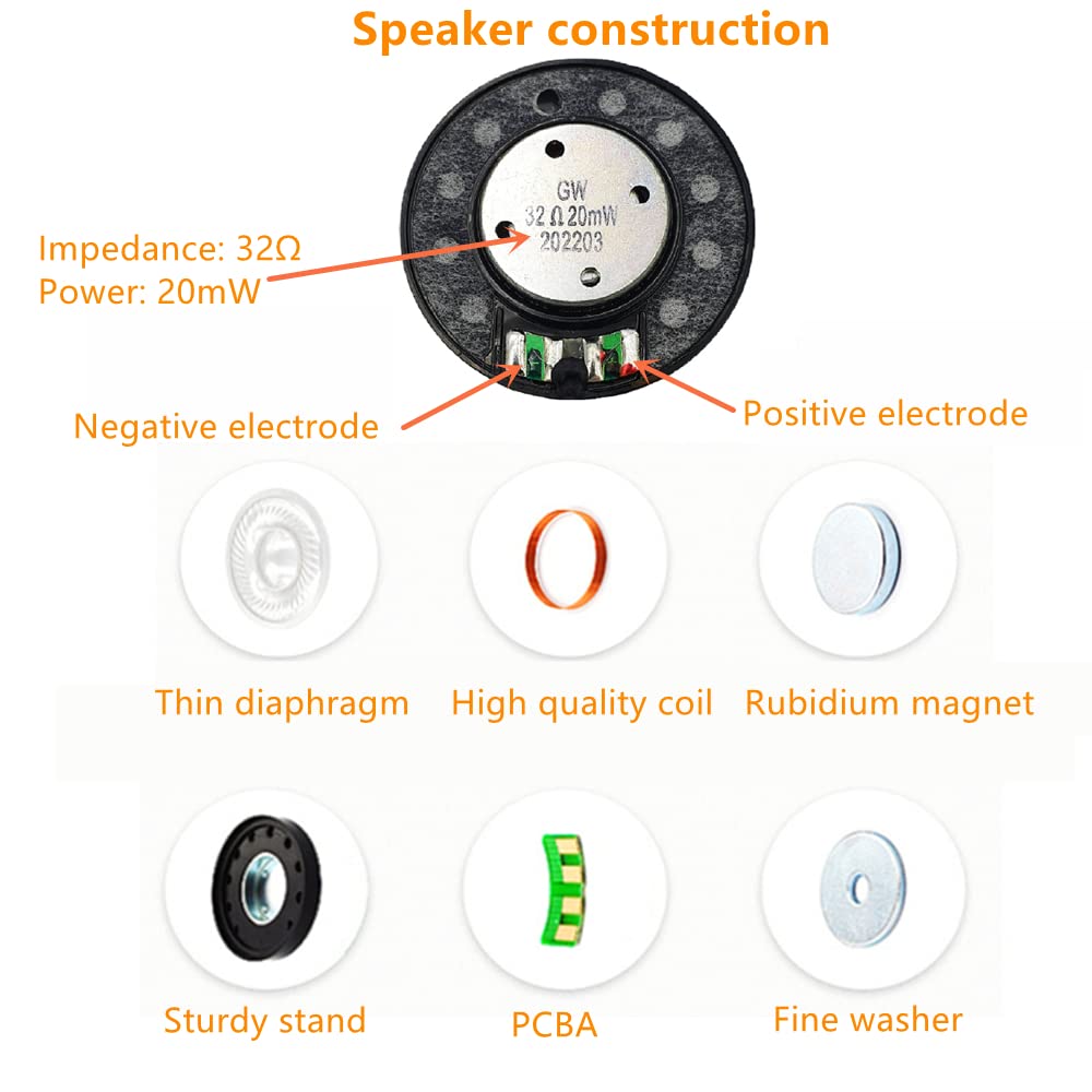 Headphone Speaker Replacement for Sony WH-1000XM4 XM3 XM2 Beats Studio3 Bose QC35 QC25 AKG, 40mm 32ohm Blown Speaker Crackling Distorted Fix, 2-Pack