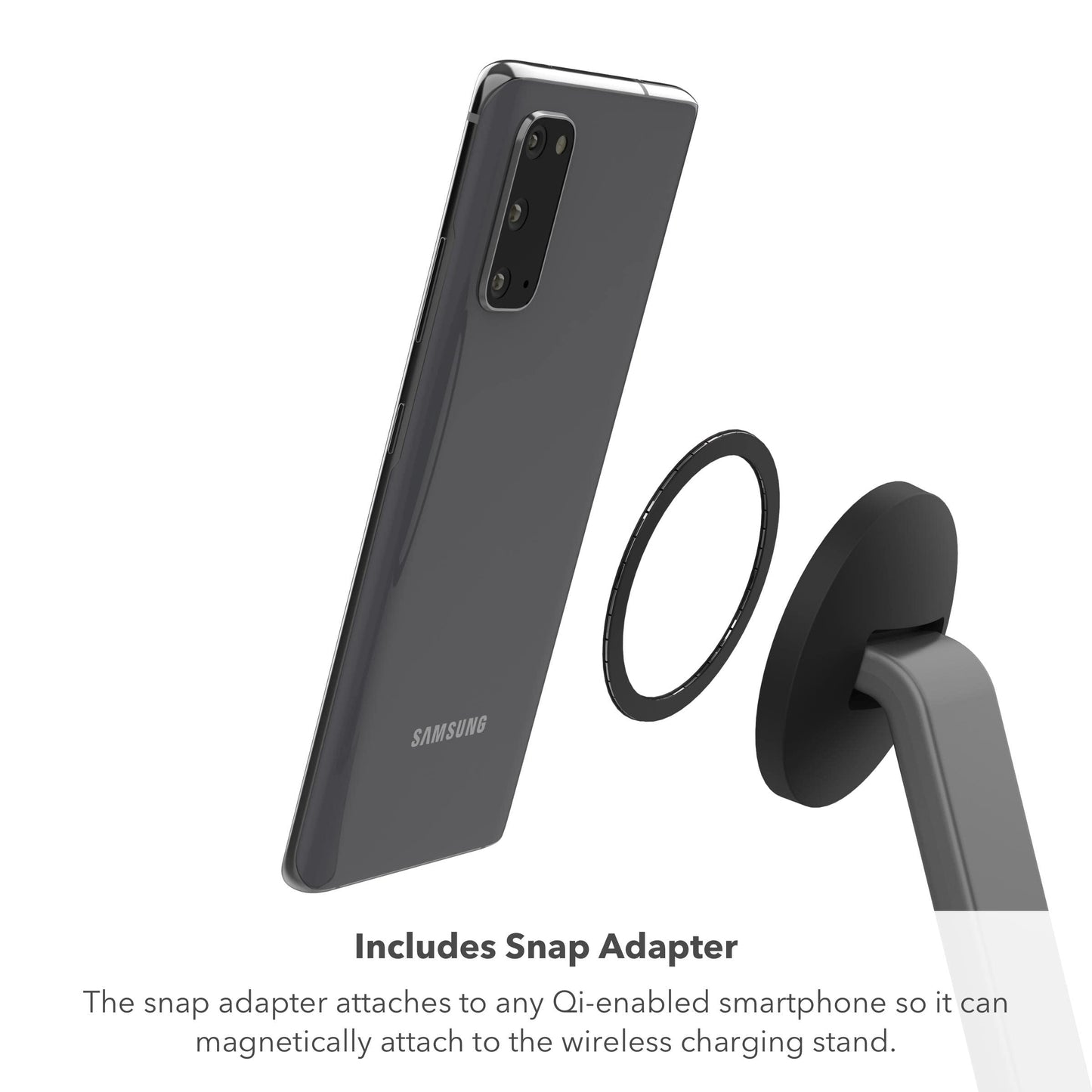 mophie Snap+ 2-in-1Charge Stand & Pad - 15w Wireless Charger Compatible with iPhones & AirPods, Includes Snap+ Adapter for Other Qi Enabled Phones