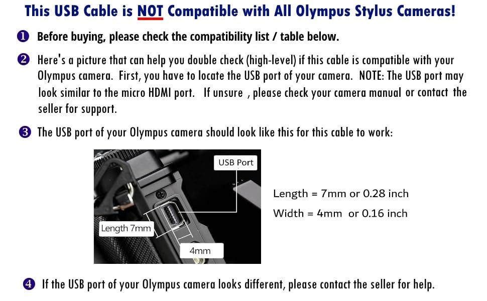 USB C to CB-USB5 CB-USB6 Photo Transfer Charge Cable for Select Olympus Stylus Tough SH TG DSLR Cameras Compatible with PC, iPhone 15, Android