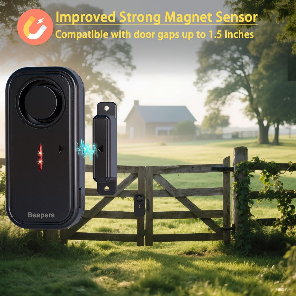 Personal Security Waterproof Door/Window Alarm - IP66 Waterproof with Remote Control, 113dB, Alarm/Doorbell Mode, Upgraded door gap spacing