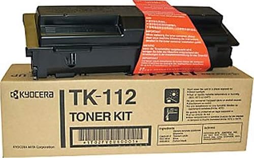 Kyocera 1T02FV0US0 Model TK-112 Black Toner Kit FFor use with Kyocera FS-720, FS-820, FS-920, FS-1016MFP and FS-1116MFP Laser Printers; Up to 6000