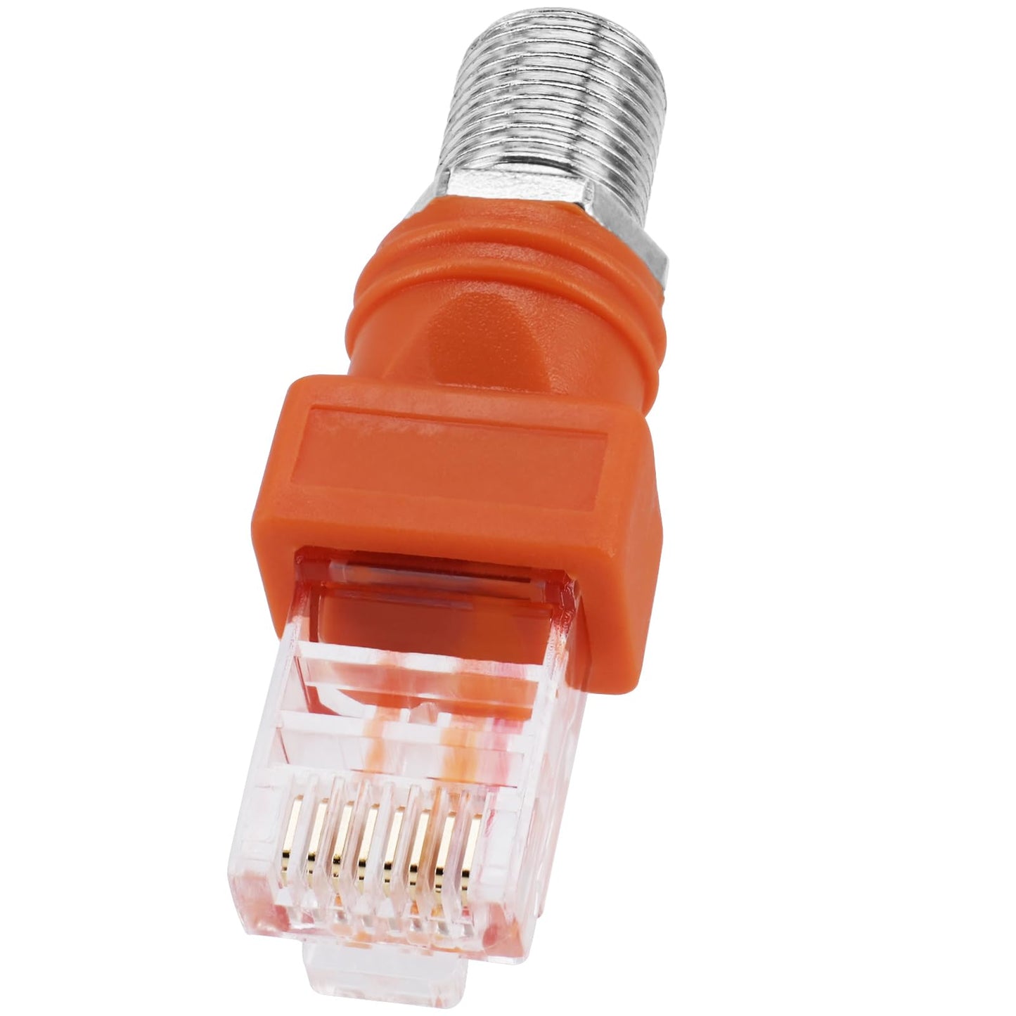 BERANMEY RF to RJ45 Converter Adapter, 2 Pack F Female to RJ45 Male Ethernet Adapter Coaxial Coupler Coax Straight Connector