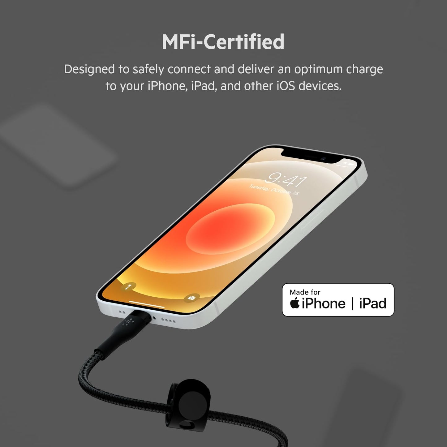 Belkin BoostCharge Pro Flex Braided USB Type A to Lightning Cable (2M/6.6FT), MFi Certified Charging Cable for iPhone 13, 12, 11, Pro, Max, Mini, SE…