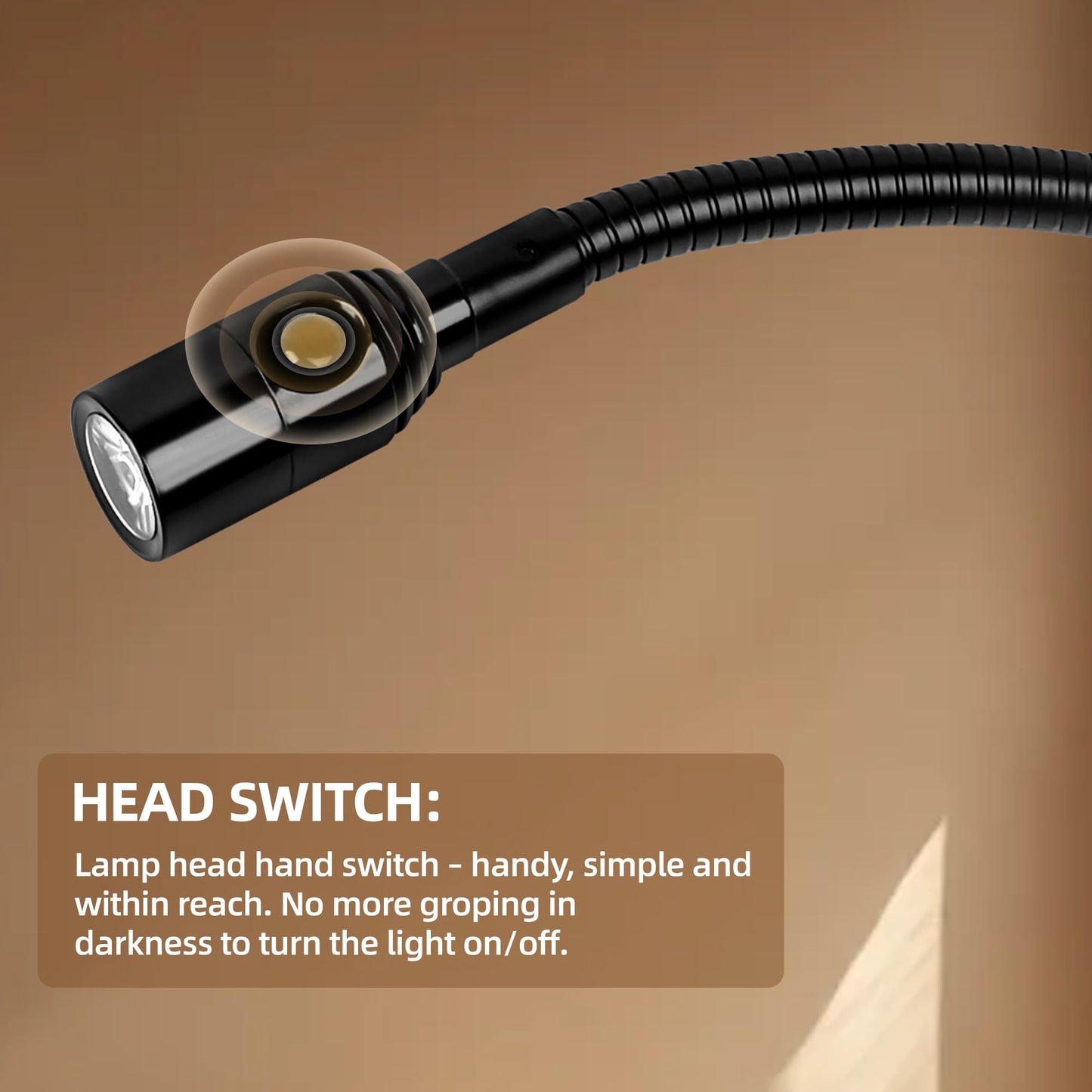 BiNFU Reading LED Light for Bedside Bedroom Wall Mount Adjustable Gooseneck Black