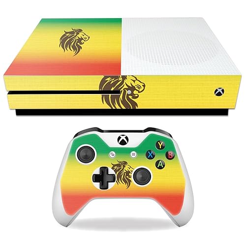 MightySkins Skin Compatible with Microsoft Xbox One S - Rasta Lion | Protective, Durable, and Unique Vinyl Decal wrap Cover | Easy to Apply, Remove