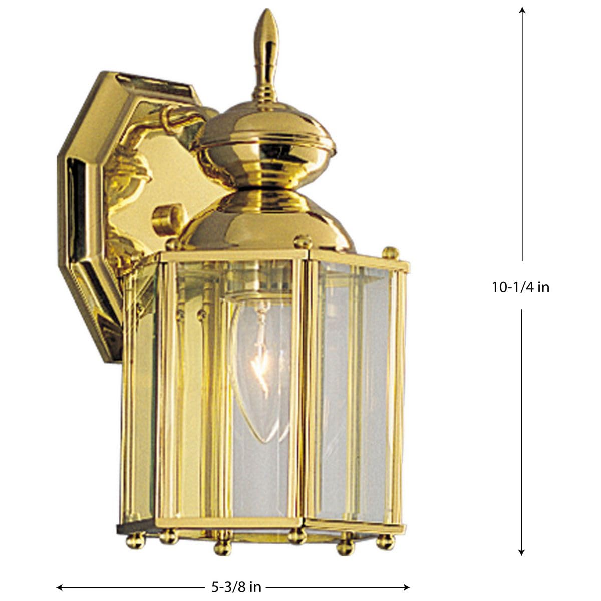 BrassGUARD Lantern Collection 1-Light Clear Beveled Glass Traditional Outdoor Wall Lantern Light Polished Brass