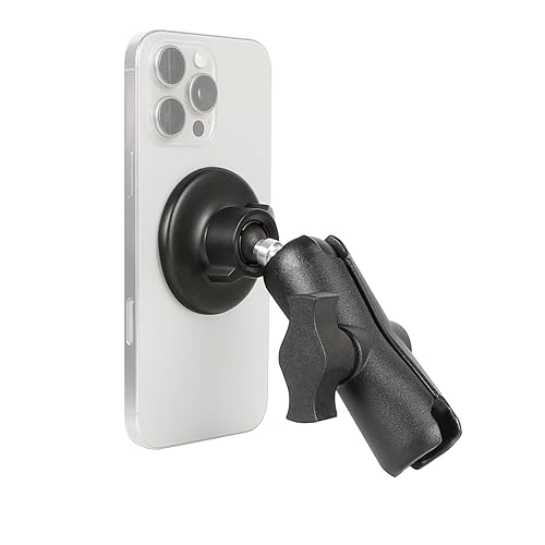 Leenconghui Magnetic Cell Phone Holder Base with 3.54" Double Socket arm for MagSafe iPhone 17 16 15 14 13 Series,Compatible with RAM B Size Mounts