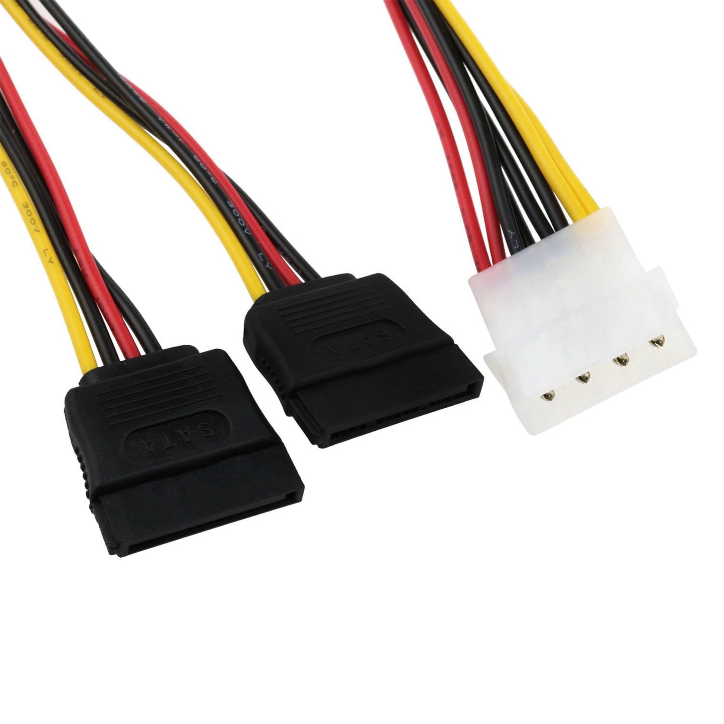 fengxiaomin 4 Pin Molex to 15 Pin Dual SATA Power Splitter Cable SATA Power Splitter Cable 18AWG Copper Serial SATA Hard Drive Extension Cable(20CM)-4