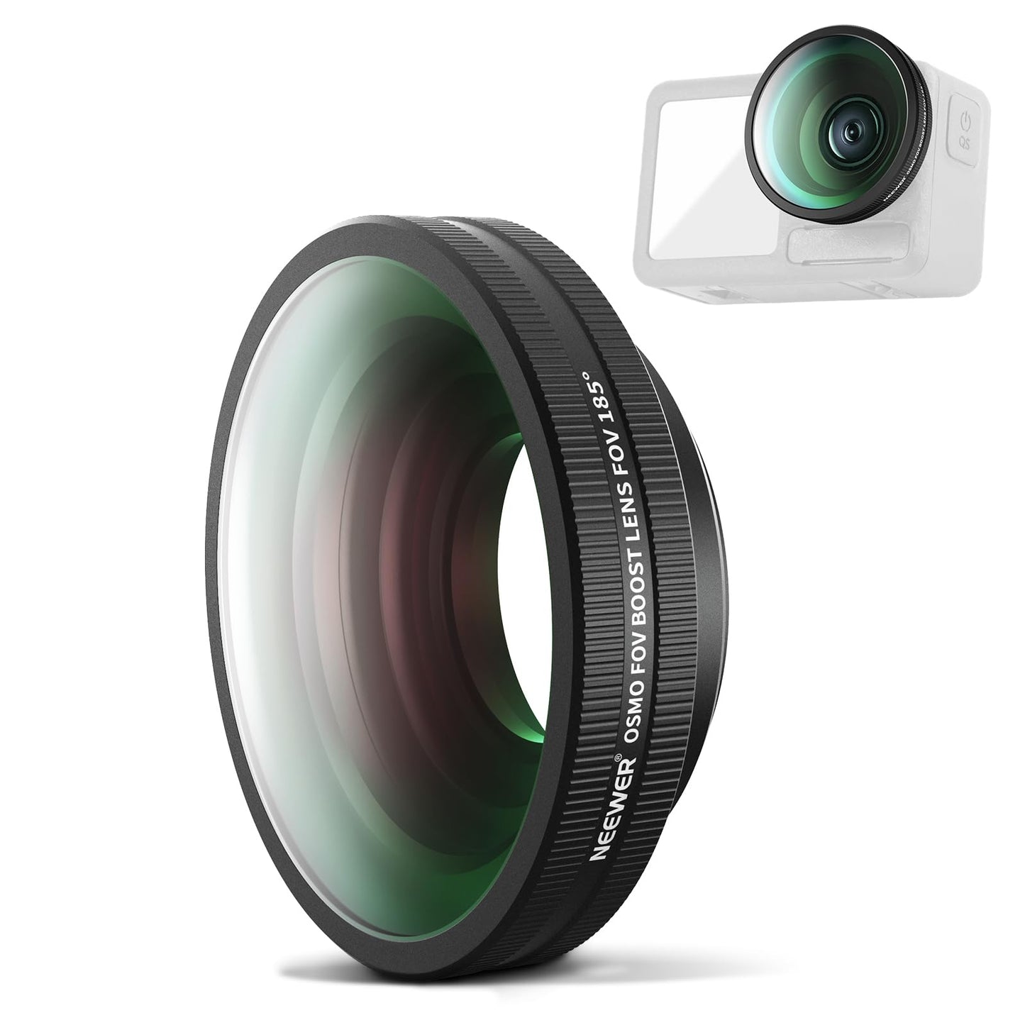 NEEWER OSMO Action FOV Boost Lens, 185° FOV Wide Angle Lens Compatible with DJI OSMO Action 4/5 Pro Accessories, Threaded Attachment Coated Action
