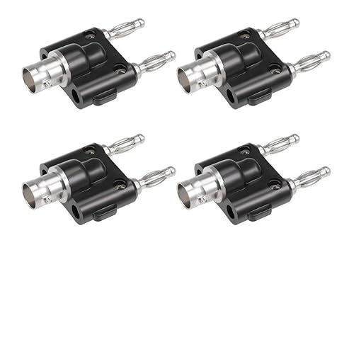 BNC Female to Dual Banana Male Plug Jack Binding Posts RF Coaxial Adapter BNC to Banana Coax Jack Connector 4-Pack