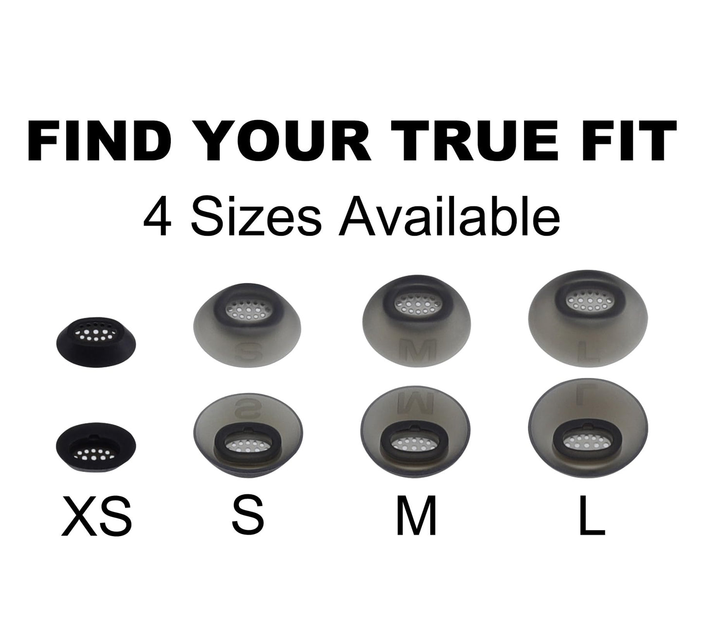 XMTYAN Replacement Ear Tips Compatible with JBL Tune Flex 2, Soft Silicone Eartips with Portable Storage Box (4, Black, XS/S/M/L)