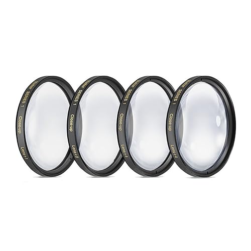 58mm Close-Up Filter Set (+1, +2, +4 and +10 Diopters) Magnification Kit for Canon Rebel T5, T6, T6i, T7i, T8i, EOS 80D, EOS 90D, EOS 77D, SL3 Cameras