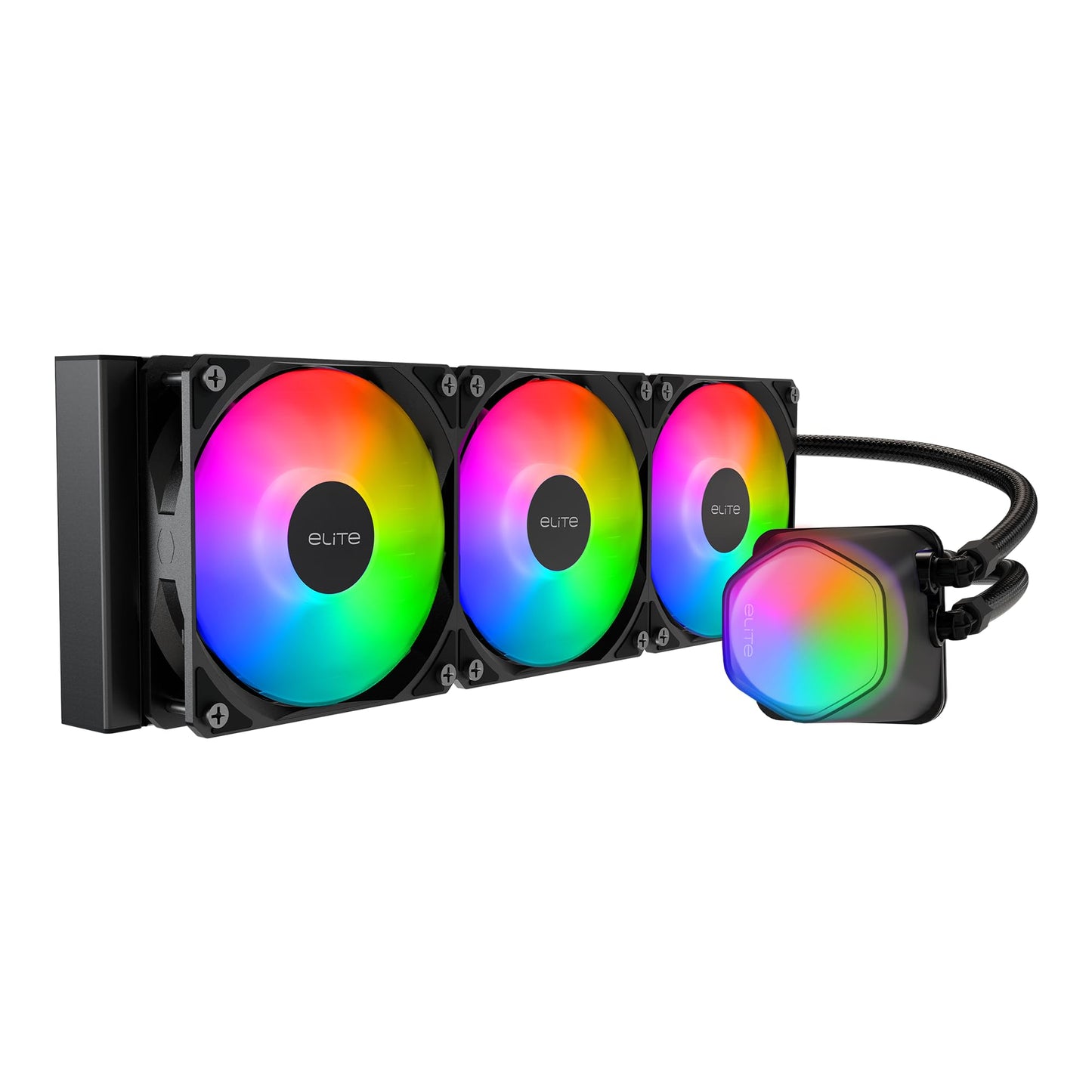 Cooler Master Elite Liquid 360 CPU AIO Cooler - 360mm Radiator, 3x ARGB PWM Fans, Dual-Chamber Pump Design, Ultra-Quiet High-Performance Cooling, AMD