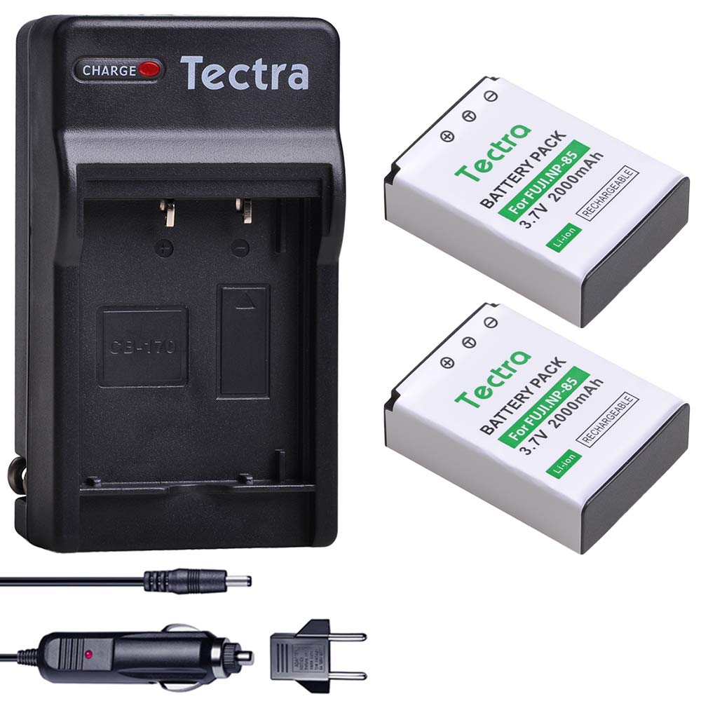 Tectra 2-Pack NP-85 Battery and Charger Kits for Fujifilm FinePix S1, FinePix SL240, FinePix SL260, FinePix SL280, FinePix SL300, FinePix SL305