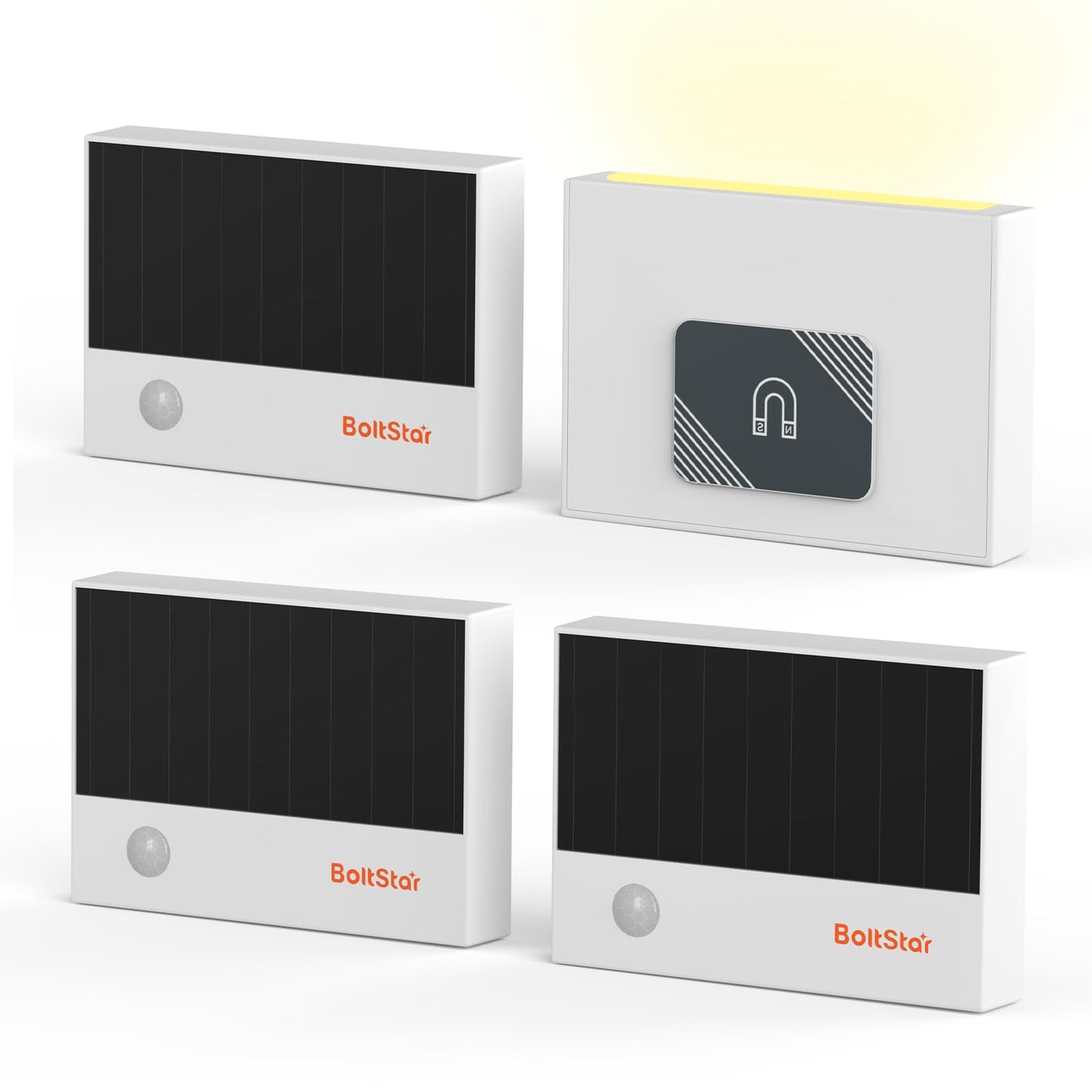 BoltStar Motion Sensor Night Light, Solar Night Light Indoor No Outlet Needed, Magnetic Wall Mount or Tabletop, 3000K Soft Warm Light for Bedroom