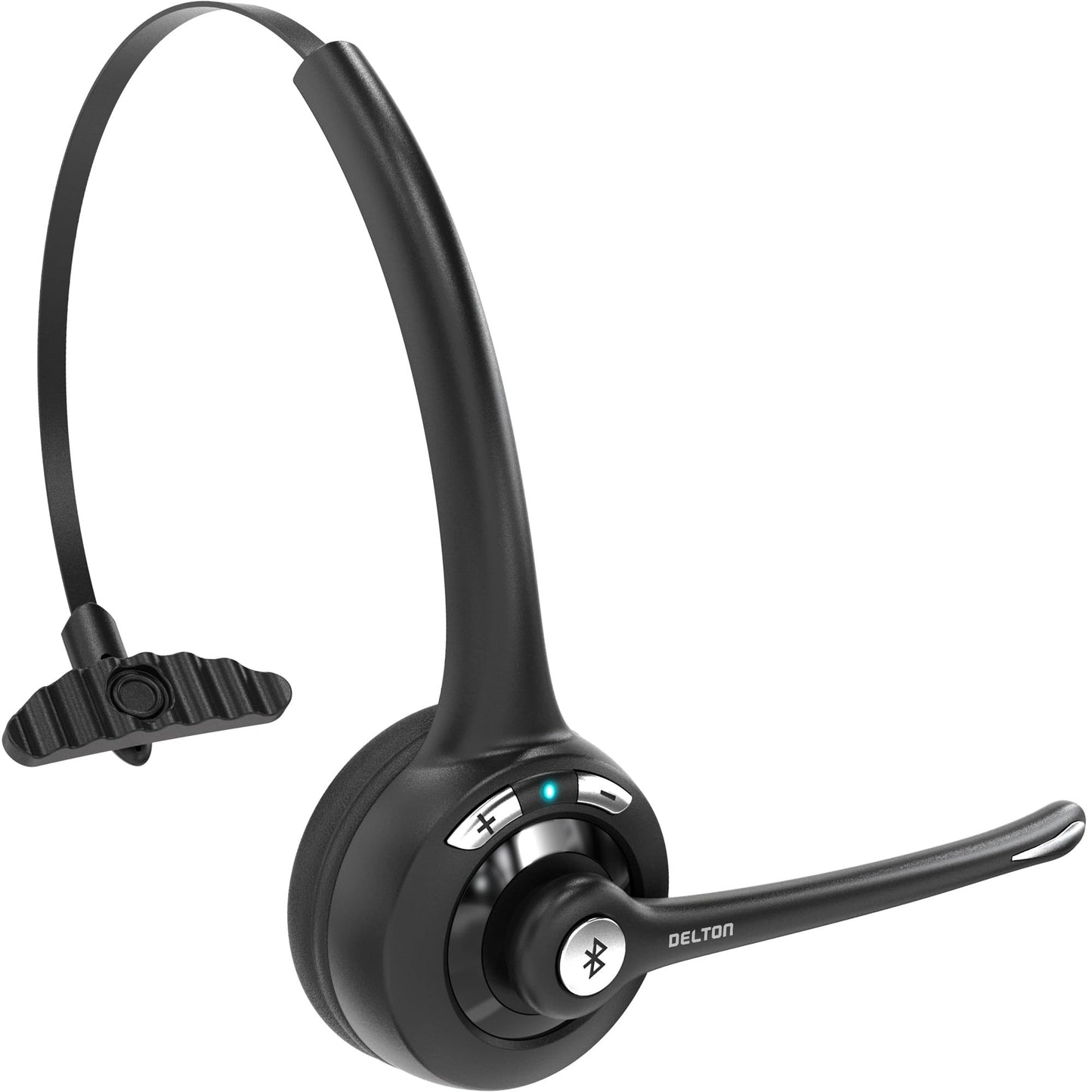 Delton 10X Bluetooth Computer Headset, Over-The-Head Single Ear Wireless Headset with Noise Canceling Mic for Computer/Laptop/Call Center/Truck