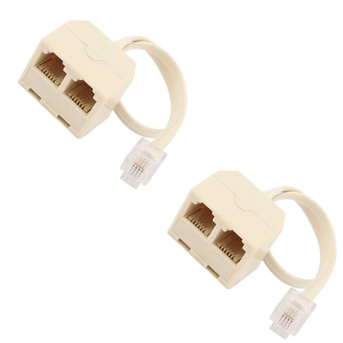 LinaLife 2pc RJ11 6P4C Male to Female 2 Way Outlet Telephone Jack Line Adapter Striking rj11 Male to Female Two Way Telephone Splitter Converter Cable