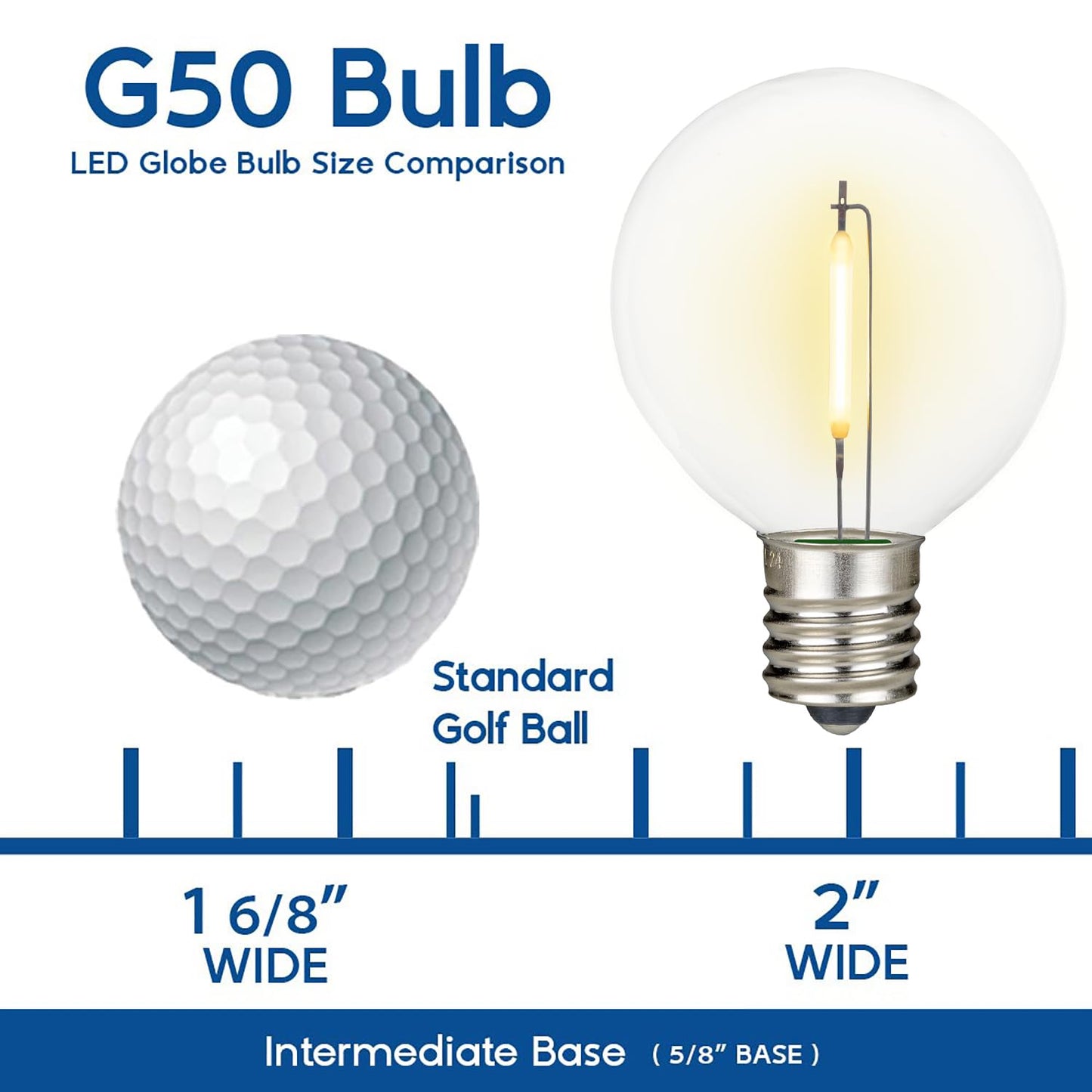 Novelty Lights 25 Pack G50 E12 LED Replacement Bulbs, 0.65W Warm White