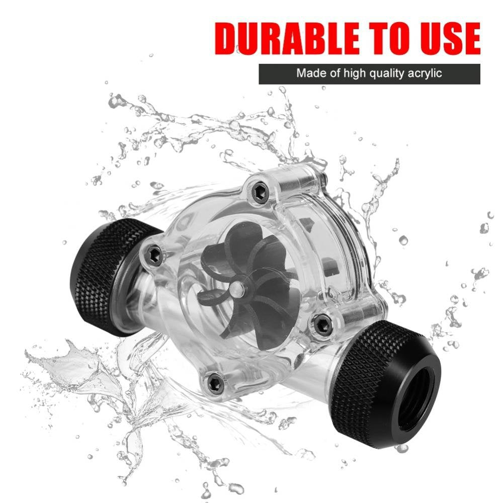 V BESTLIFE Cooling Flow Indicator, G1/4" Thread Port Female to Female Flow Meter Indicator for PC Water Cooling 8 Impellers (Black)