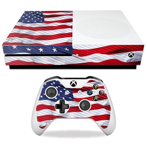 MightySkins Carbon Fiber Skin for Microsoft Xbox One S - American Flag | Protective, Durable Textured Carbon Fiber Finish | Easy to Apply, Remove,