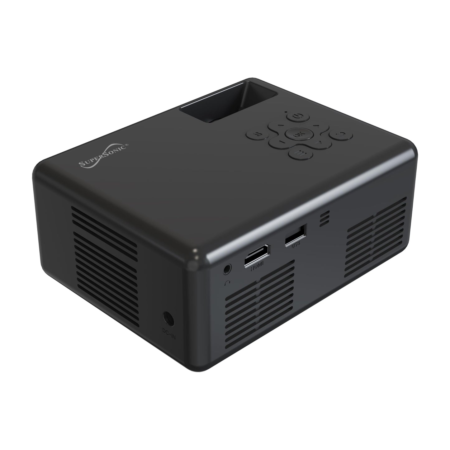 Supersonic SC-280P HD 720P LED Projector with 1280×720 Native Resolution, 1080P Support via HDMI, 16:9 Format, 120? Display, 2000 Lumens LED, USB