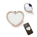 Cute Glitter Mirror Phone Grip Expanding Kickstand for Cellphone Grip Holder Universal Rotatable (Love Heart Mirror)