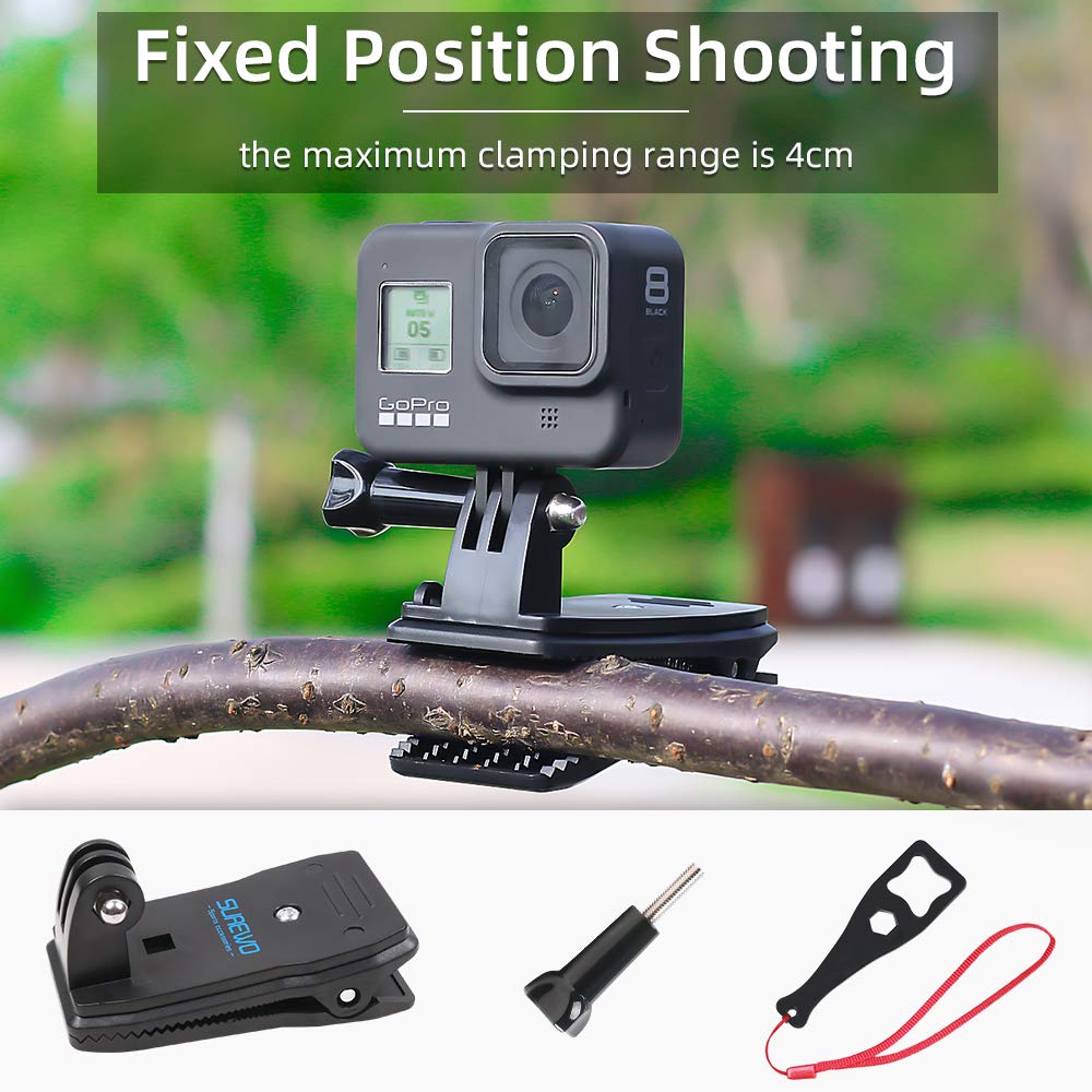 SUREWO Backpack Strap Mount Quick Clip Mount Compatible with Gopro Hero 13/12/11/10/9/8/7/6(2018)/5 Black,DJI Osmo Action 5 pro/4/3/2 and More