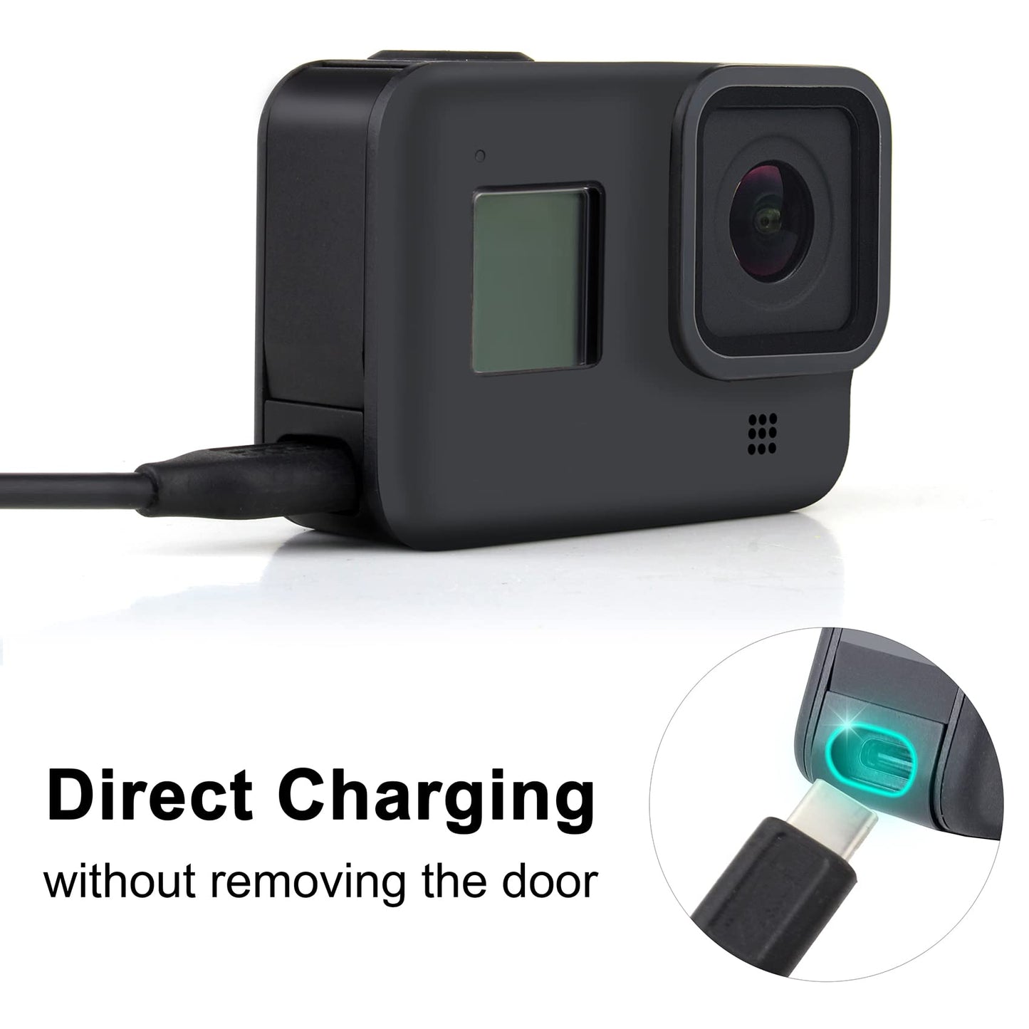 GEPULY Aluminum Replacement Battery Cover Side Door for GoPro Hero 8 Black - Charging Without Removing The Battery Door Cover Accessories Accessory
