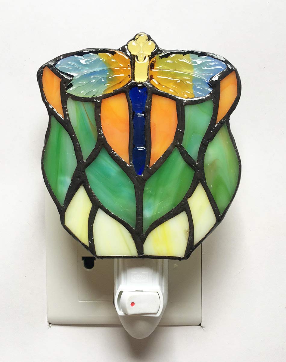 Tiffany Multicolored Glass Dragonfly Night Light HMJ7003 Lamp