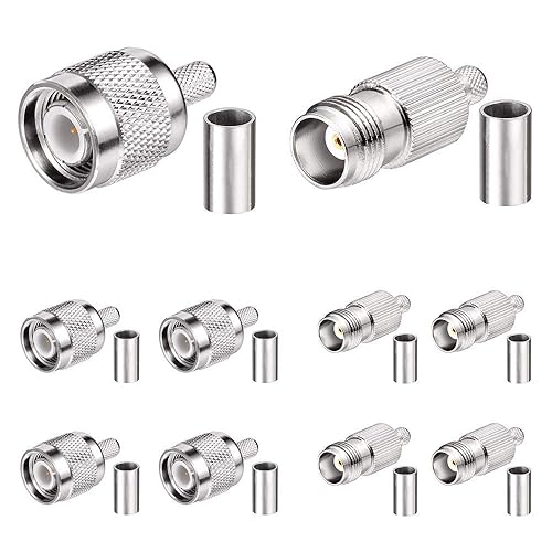 Superbat TNC Crimp Connectors Kit TNC Male + TNC Female Crimp Solder Connector Kit for RG58 RG303 RG141 RG142 RG400 LMR195 Low Loss Coax Cable(10 Pack