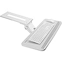 VIVO Adjustable 25 x 10 inch Computer Keyboard and Mouse Platform Tray Ergonomic Under Table Desk Mount Drawer Underdesk Shelf, White, MOUNT-KB03W
