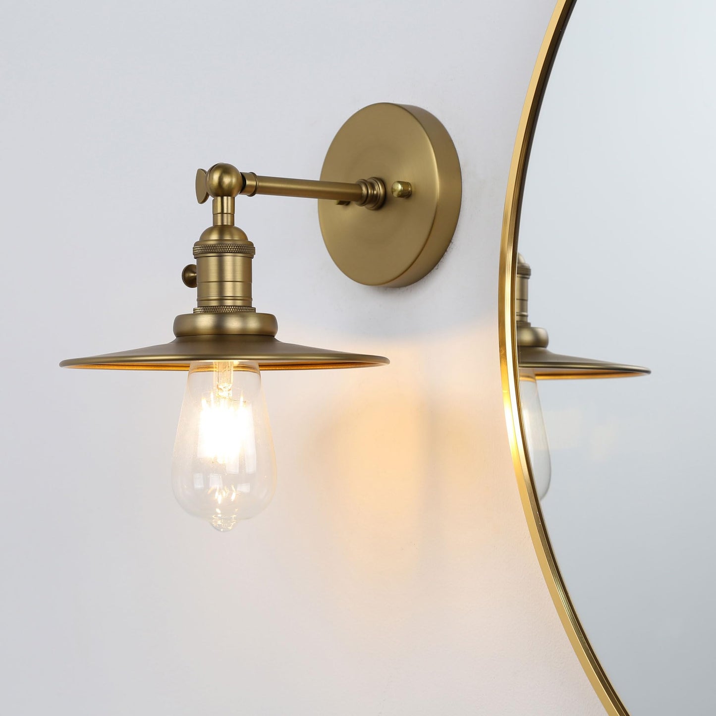 Phansthy Industrial 1-Light Wall Sconces, Vintage Wall Light Fixture with 7.9" Crafted Metal Shade, Bathroom Vanity Light with on Off Switch, Wall