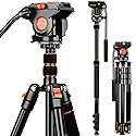 Camera Tripod Stand, 72" Video Tripod with Fluid Head, Heavy Duty Alunimum Professional, 1/4" & 3/8" Screw QR Plate Compatible with Canon Nikon Sony