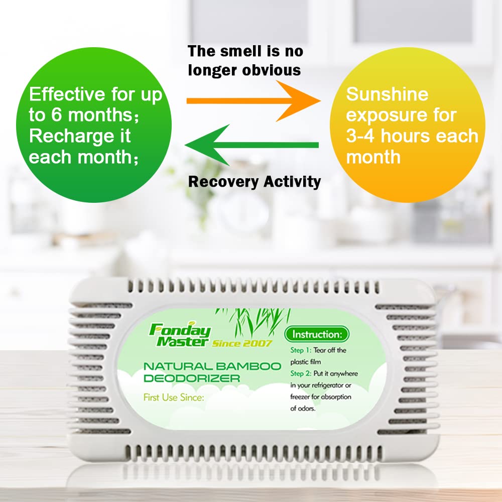2Packs Fonday Bamboo Charcoal Refrigerator Deodorizer, Odor Eliminator