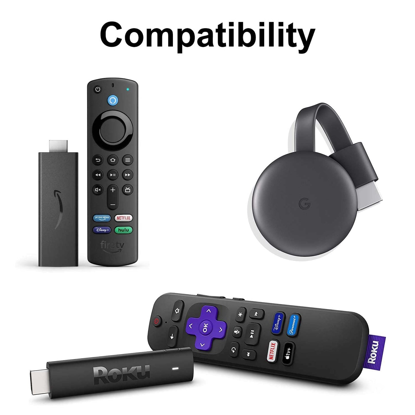 Y.D.F USB Power Cord Power up Your Fire TV Stick Form Your TV's USB Port, USB Cable for Chromecast/Roku Stick, 2 Pack 8 Inch (1 Straight 1 Angle)