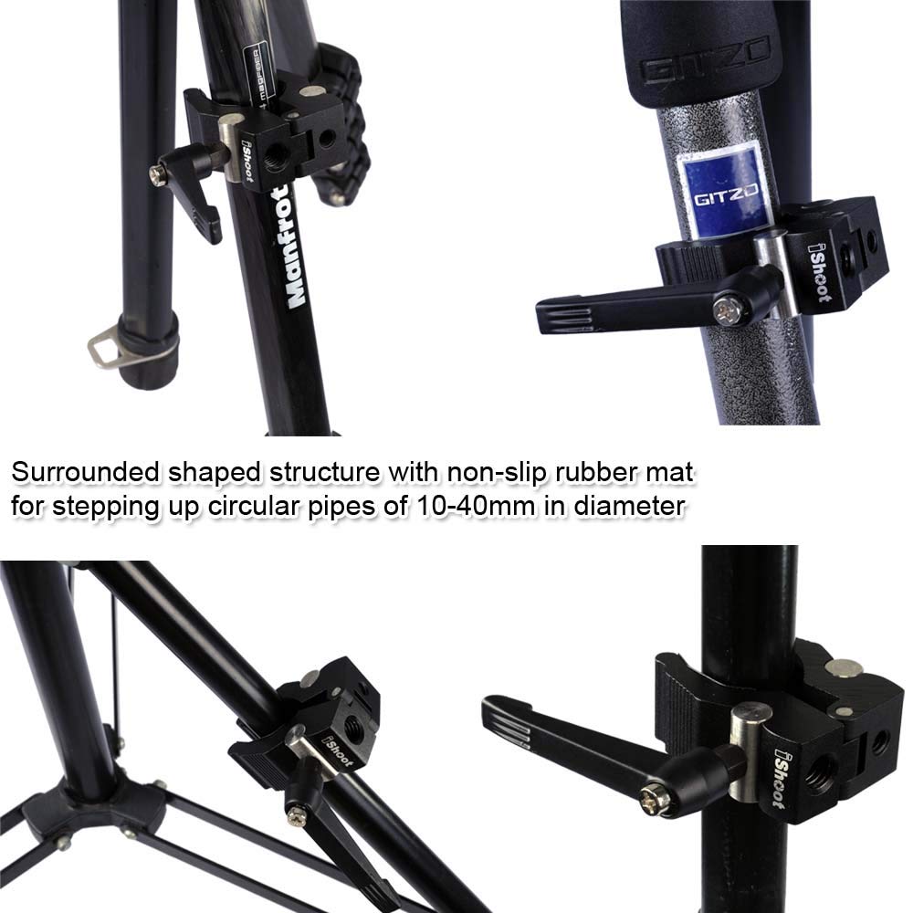 iShoot Improved Versatile All-Metal Crab Clamp Magic Hand Pliers with 1/4" & 3/8" Screw Hole, Used for Photography Camera Tripod Studio Flash Light