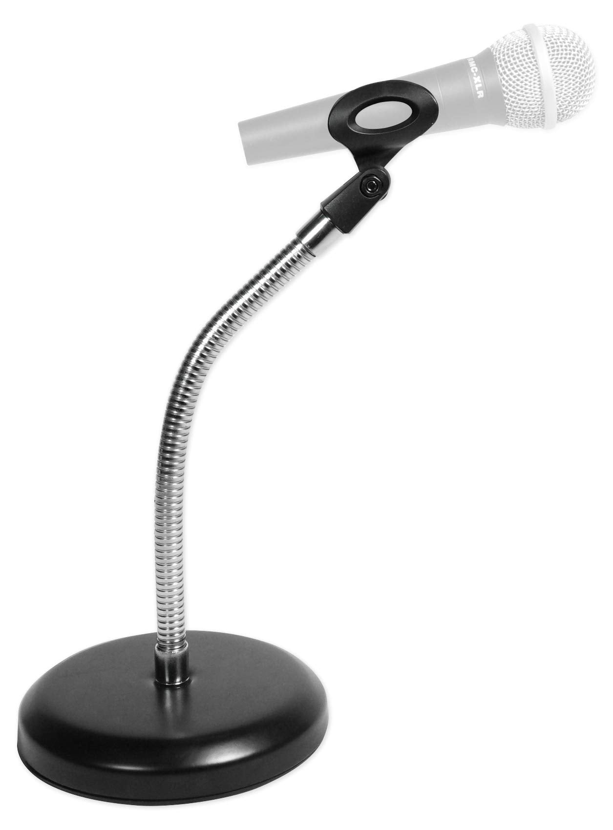 Rockville RDMS6 11.8" Gooseneck Studio Desktop Mic Stand, Weighted Base, Flexible Positioning, Broad Mic Compatibility, Black, for Podcasting and