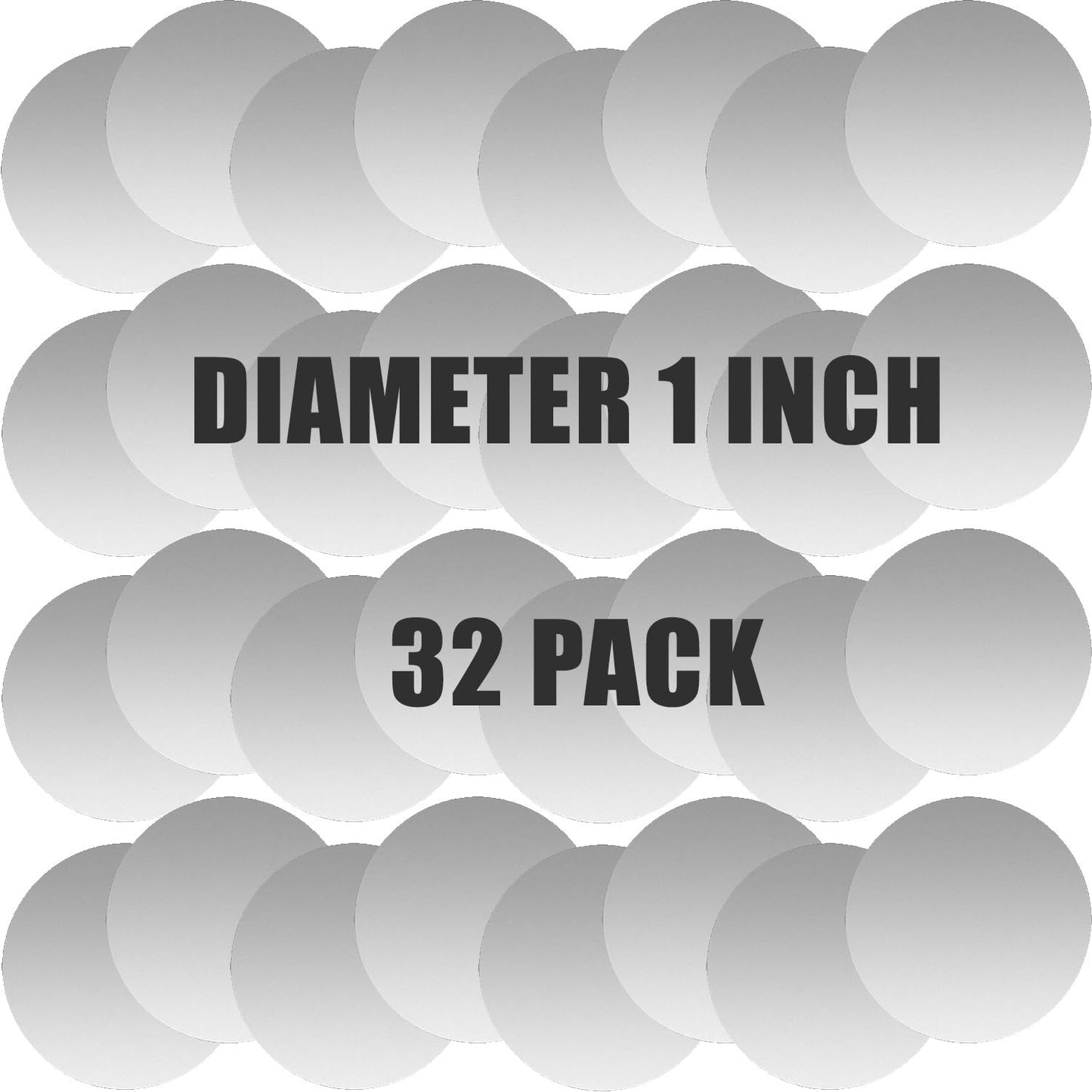 SALEX Cell Phone Metal Stickers 1 inch for Magnetic Car Mount. Replacement Set of 32 Mini Magnet Metal Plates. Silver Car Sticky Small Round Iron