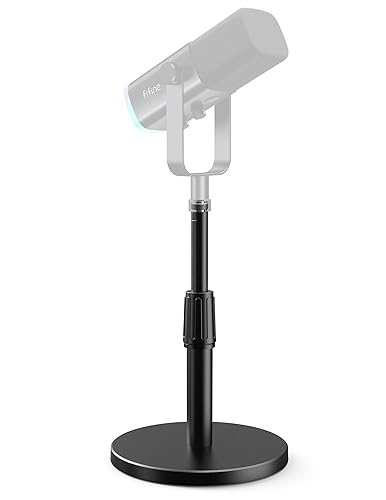 FIFINE Desktop Microphone Stand, Heavy-Duty Metal Adjustable Table Mic Stand with 5/8" Male to 3/8" Female Screw Adapter, 4 Non-Slip Pads Compatible