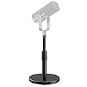 FIFINE Desktop Microphone Stand, Heavy-Duty Metal Adjustable Table Mic Stand with 5/8" Male to 3/8" Female Screw Adapter, 4 Non-Slip Pads Compatible