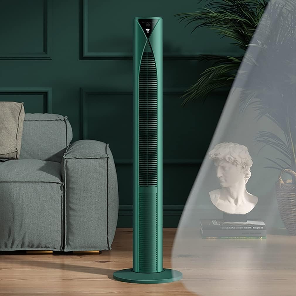 YWangQiang Standing Fan Green Tower Fan, 12H Timer, Bladeless Standing Fan with Remote, Built-in LED Display Standing Fan for Home and Office, 330 *